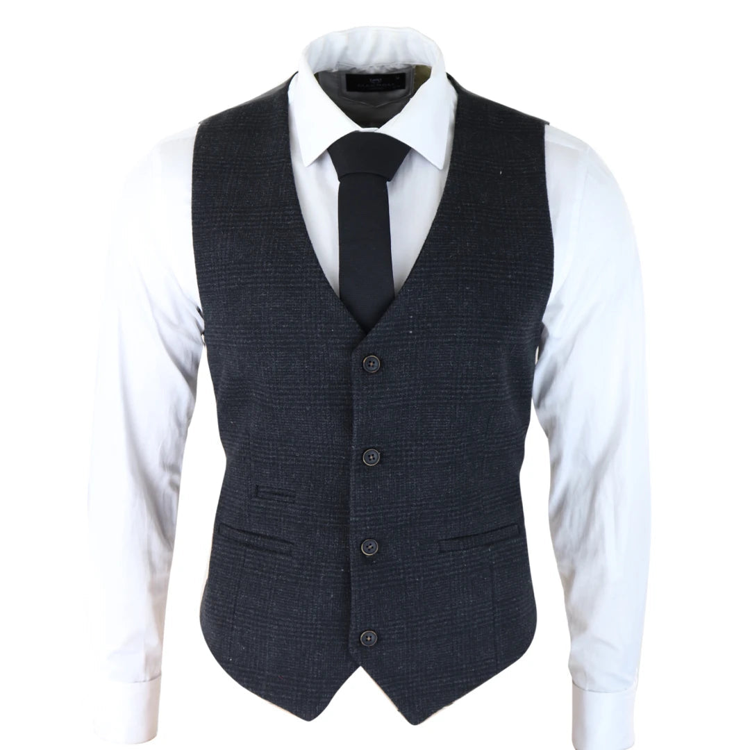 Urban Minimal Elegant Outfits ak-11 - Men's Classic Waistcoat Prince Of Wales Check Black Wedding Urban Minimal Elegant Outfits ak-11 - Men's Classic Waistcoat Prince Of Wales Check Black Wedding