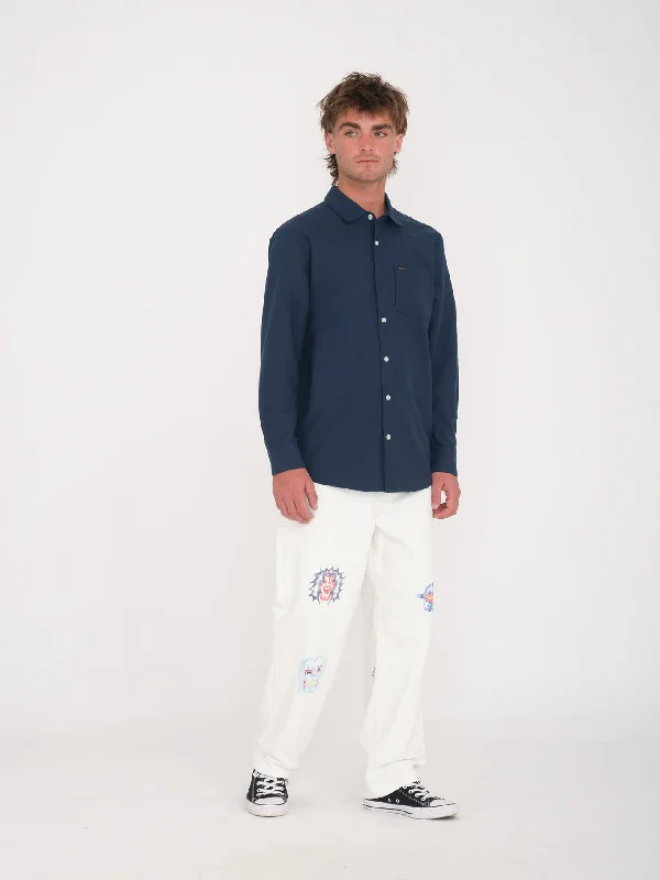 Vintage Sleek Relaxed Jackets Veeco Oxford Shirt - NAVY