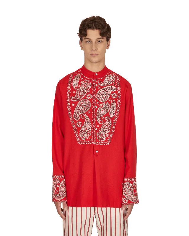 Relaxed Edge Menelik Embroidered Shirt Red